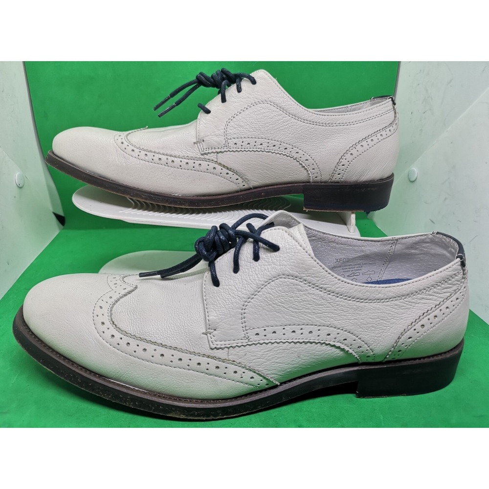 Politix Wing Tip Off White Genuine Leather XF08 Oxford Dress Shoe Men Sz 43/ 9.5